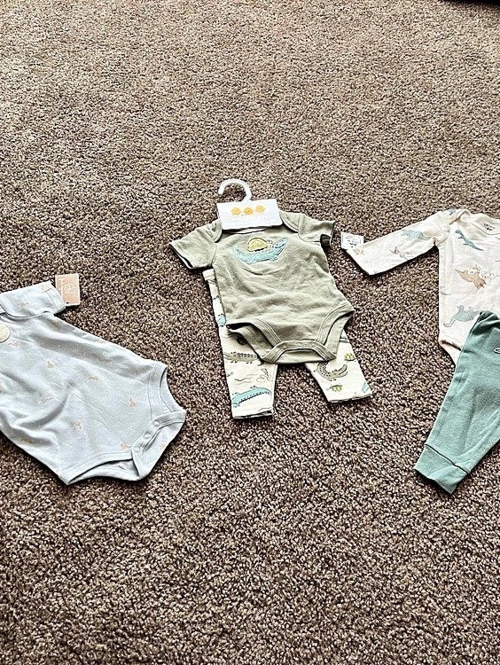 Carter Baby set Set Green & White, blue